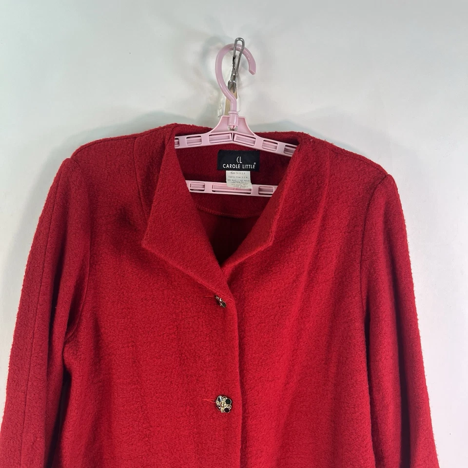 Blazer Carole Little Mezcla Lana Forrado Mujer Talla 10 Rojo De Colección Nuevo Con Etiquetas Foto 3 de 4
