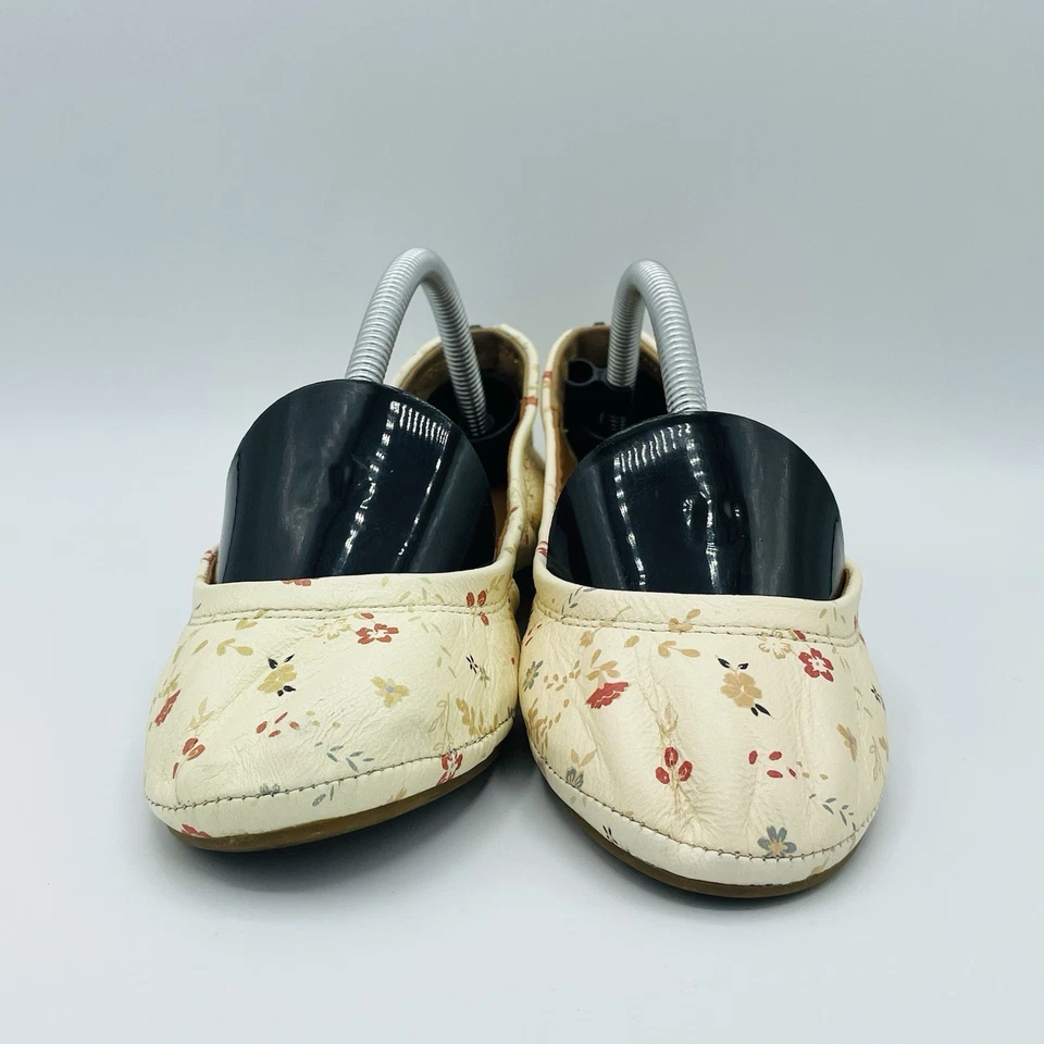 Zapatos Lucky Brand Mujer Talla 6 M Beige Floral Cuero Eikia Ballet Planos Cremallera Foto 4 de 4