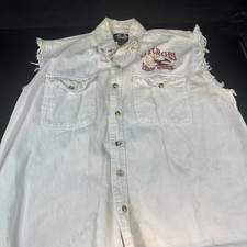 Sturgis Bike Week 2007 White Denim Vest Sz Large Biker Design
