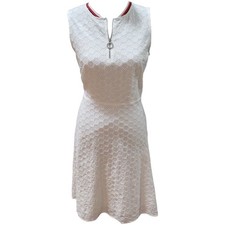 Tommy Hilfiger White Eyelet Zip Front Short Sleeve Fit Flare Dress Small NWT