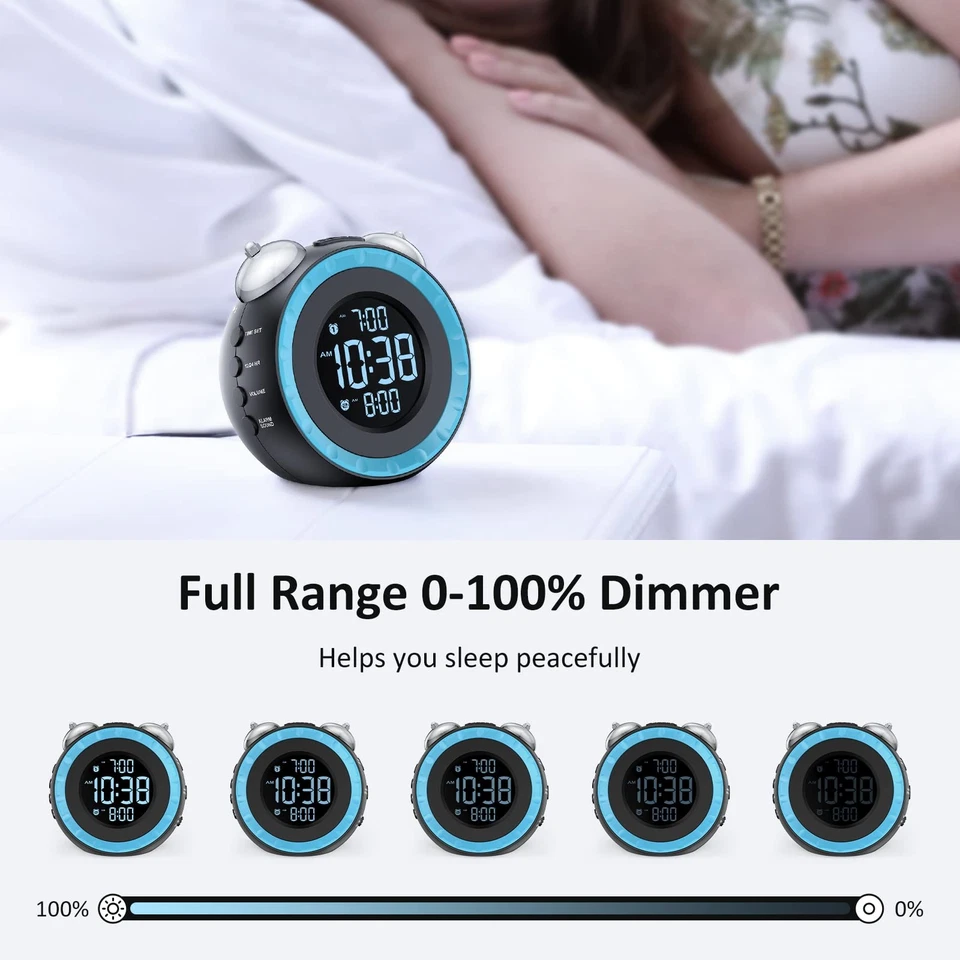 Loud Dual Alarm Clock with Bed Shaker - 0-100% Dimmer, Vibrating Alarm Clock ... - Image 3 of 4