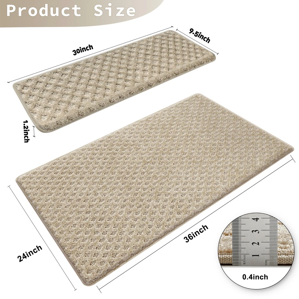 牛鼻地毯楼梯踏板9英寸x30英寸区域地毯门垫带免费14/12/7/2套装 — 第 2/4 张图片