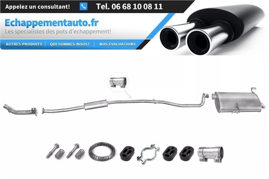 Echappement silencieux pour reparer ligne Peugeot 206 Break essence