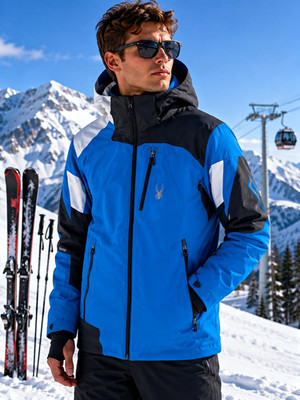 Spyder Men's L/G Blue Insulated Ski Jacket Hooded 3M Thinsulate Winter Snow Coat