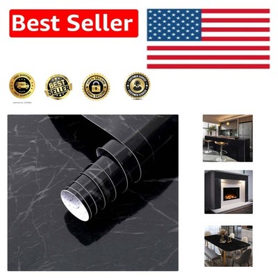 Arthome 35.4x120 Inches Peel and Stick Black Marble Wallpaper - Vintage Elegance