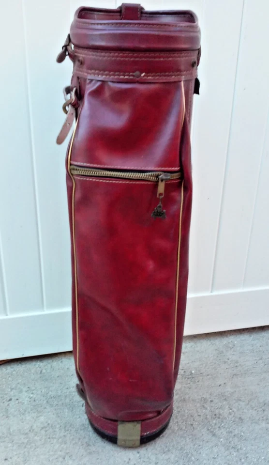 Vintage Hot Z Burgundy Faux Leather Golf Bag Cart/Carry 35” 6 Zip Pockets 6 Way - Image 3 of 4