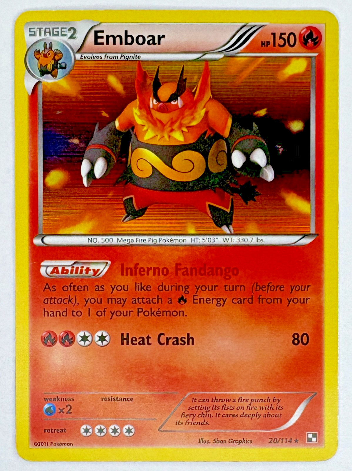 Pokemon Emboar 20/114 Black & White Holo LP