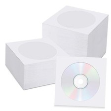 1000 PCS White Paper CD DVD Sleeves Envelope Holder with Clear Window and