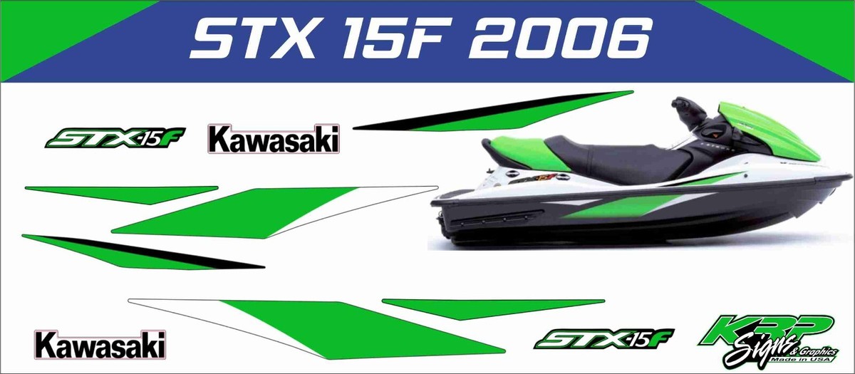 KAWASAKI STX 15 F 2006 Graphics / Decal / Sticker Kit GREEN | eBay