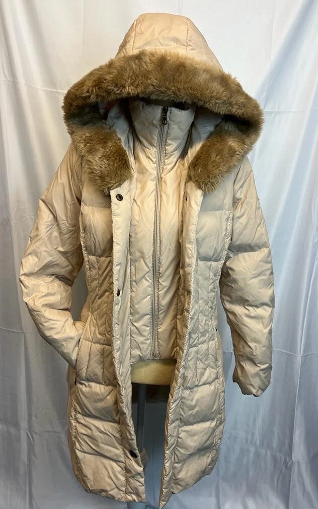 Larry levine faux fur trim hooded coat sales