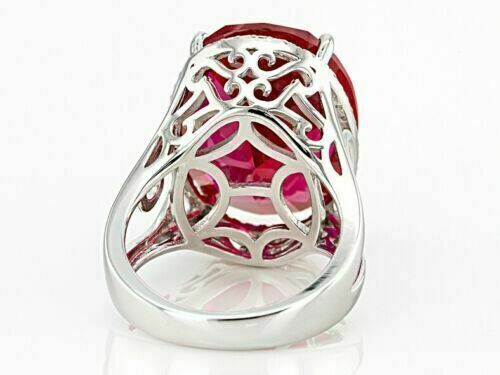 Lab Created Large Oval Cut Deep Colorless Gemstone Fashion Ring In 935 Silver - Picture 3 of 6