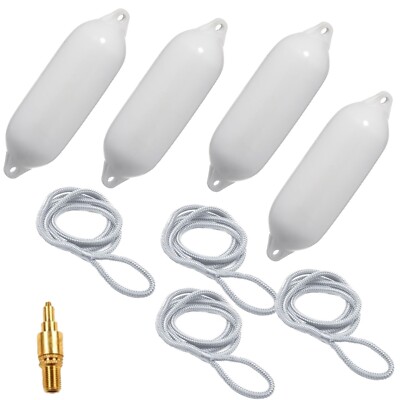 4 Stück 180 * 600 Majoni Fender Langfender Bootsfender Fenderleine Adapter weiss