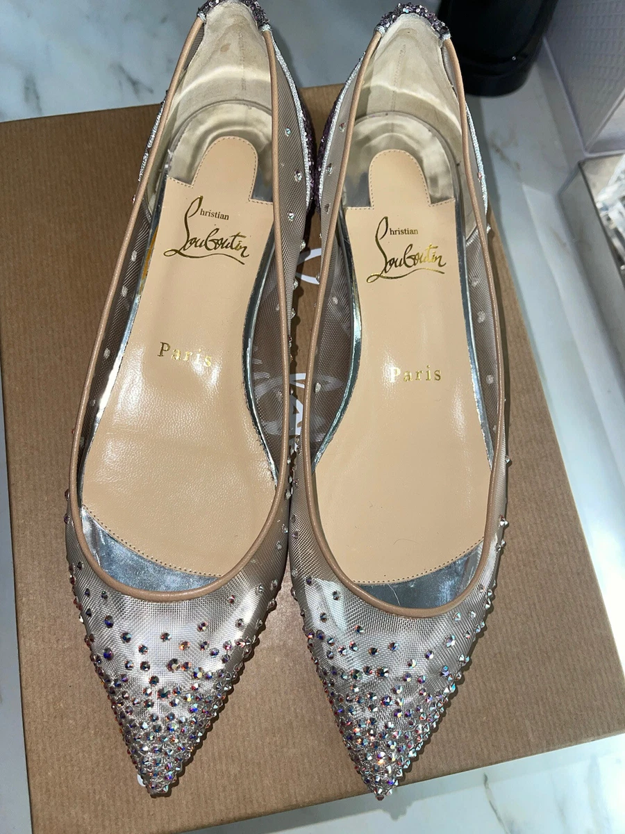 Christian Louboutin Follies Strass 100 RETE/GL GIVRE/SPEC Version Perle  Size 37