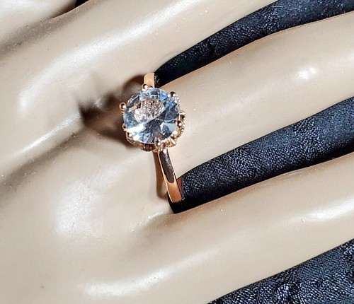 Leah 1ct White Topaz Ring 925 Silver, 18k Gold Plating - Picture 5 of 15