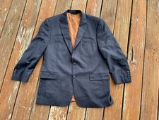 Jos. A. Bank Black Pinstripe 2 Button Blazer Suit Jacket Size 46R