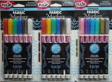 LOT OF 3 PACKS Tulip OPAQUE FABRIC Markers NEW Primary Bright 18
