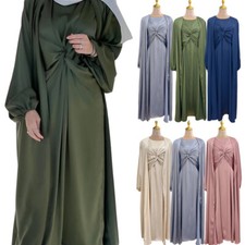 Islamic Women Cardigan Long Dress Set Abaya Muslim Open Kaftan Dress Robe Arab