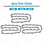 3PCS Chainsaw Chain 74DL 325 .063 Semi Chisel Suitable for 18" Stihl MS291 MS260