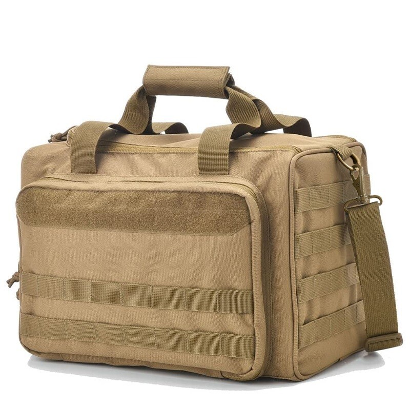 Sac bandoulière multi poches beige en nylon pour ranger tout votre matériel