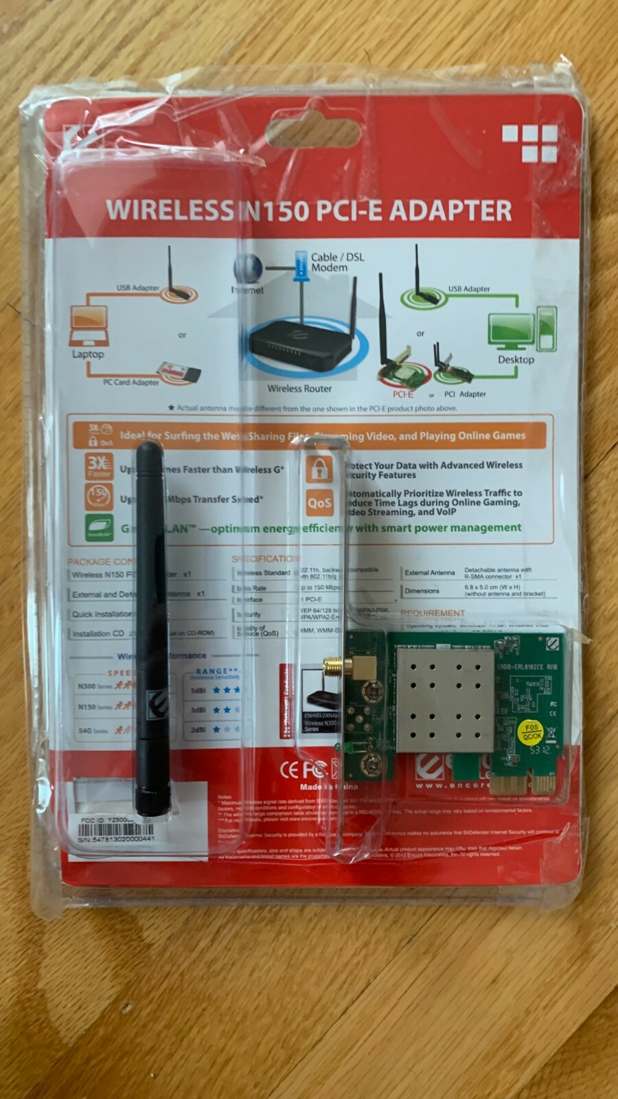 BRAND NEW Encore Electronics wireless N150 PCI-E adapter