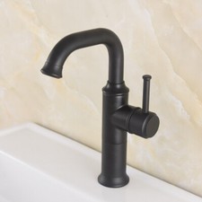 Black Brass Rotate Single Handle Hot And Cold Water Tap Bathroom Basin Faucet