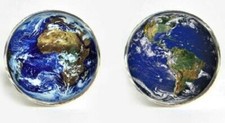 SILVER GOLD WORLD MAP RETRO CUFFLINKS SHIRT HISTORY GEOGRAPHY TEACHER GLOBE W1