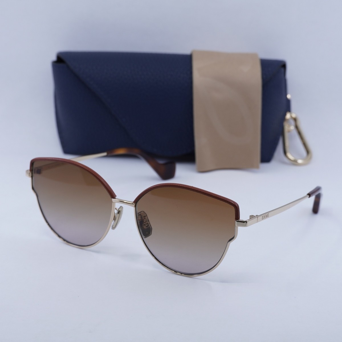 【送料,関税込】 LOEWE サングラス LW40059U LOEWE LW40059U 28F Gold/Brown Leather/Brown Gradient 60-14