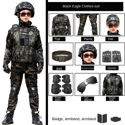 Uniforme militare tattica per festa dei bambini mimetica travestimento uniforme Halloween - Foto 3 di 24