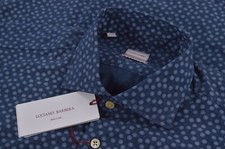 Luciano Barbera NWT Cotton Button Up Long Sleeve Shirt Size L in Geometric Blues