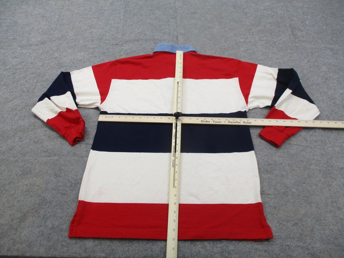 GANT Rugger Polo Shirt Mens Medium Red White Blue Striped