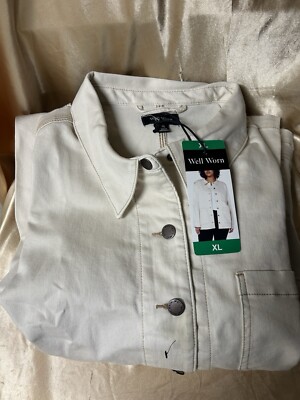 Well Worn Off-White Denim Button-Down Jean Barn-Chore Jacket size XL