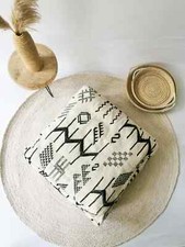 Moroccan pouf, Beni Ourain floor cushion, black white, seat cushion wool