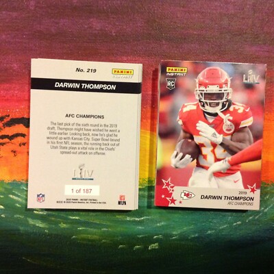 #219 Darwin Thompson RC CHIEFS Super Bowl Logo AFC CHAMPIONS 2019 Panini instant