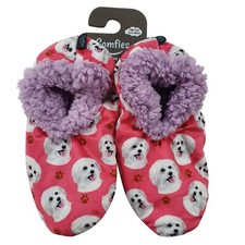 Maltese Dog Slippers Comfies Unisex Super Soft Lined Animal Print Booties Warm