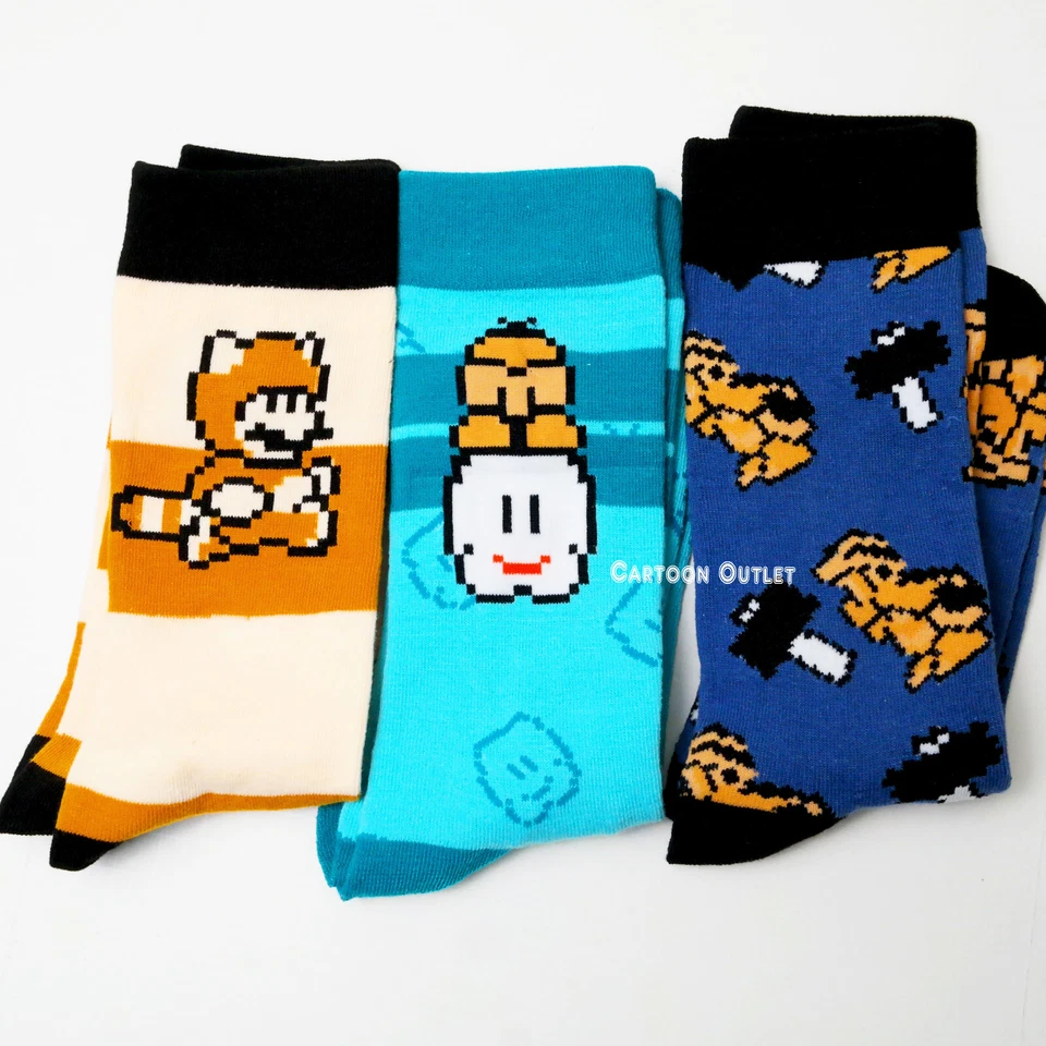 Mando Equipo Super Mario Bros 3 Pares Calcetines Crew 8 Bit Retro 3 Pares de Calcetines Nuevos Foto 3 de 4
