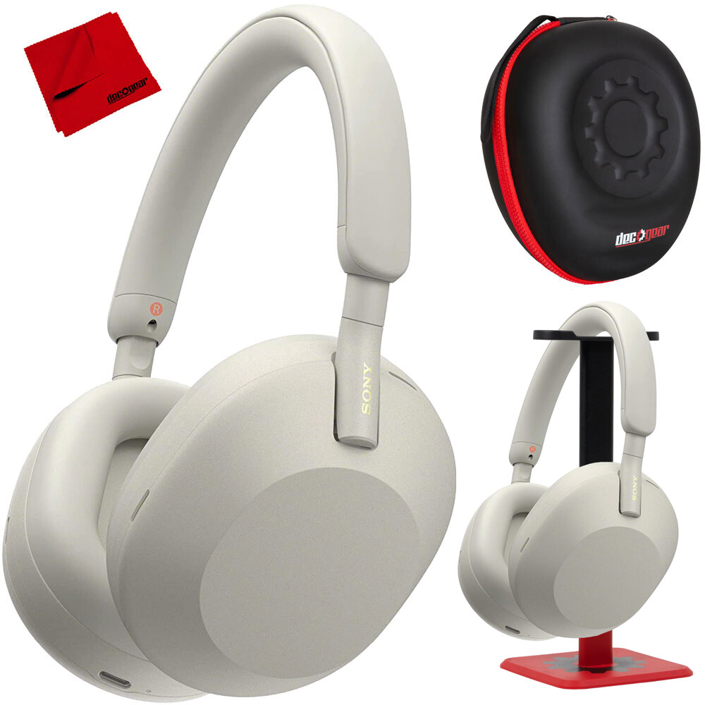 Беспроводные наушники Sony WH-1000XM5 с функцией шумоподавления (серебристые) Комплект профессиональной подставки