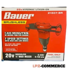 Bauer Heavy Duty Cordless Mud Mixer 1/2-Inch 20 Volt Brushless (Tool-Only)