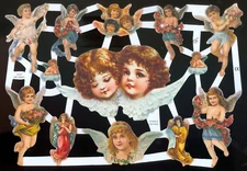 VICTORIAN STYLE DIE CUT PAPER SCRAPS ANGELS ef7217 GERMANY