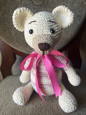 Cotton Crochet 10  Bear Handmade Amigurumi Plush Stuffed Toy Child Safe Washable