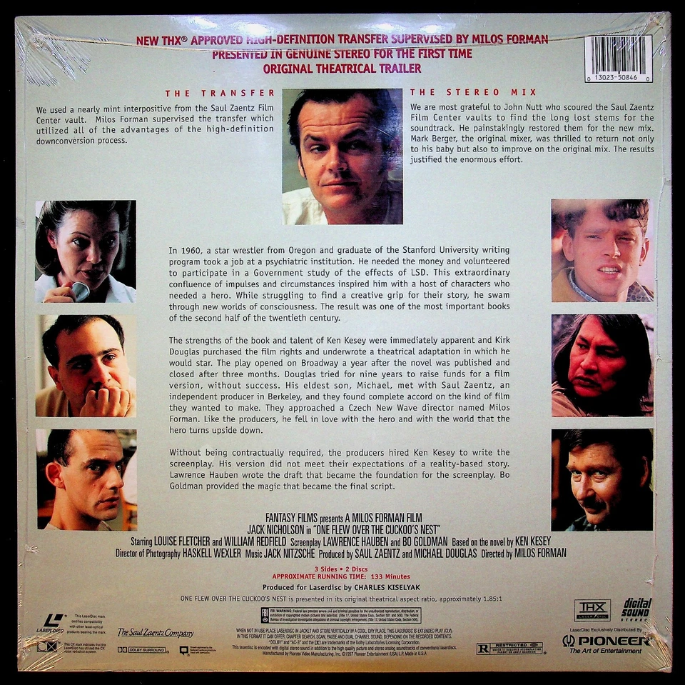 One Flew Over the Cuckoo's Nest 1975 w/ Jack Nicholson Movie 1997 LD Mint Sealed - Image 2 of 2