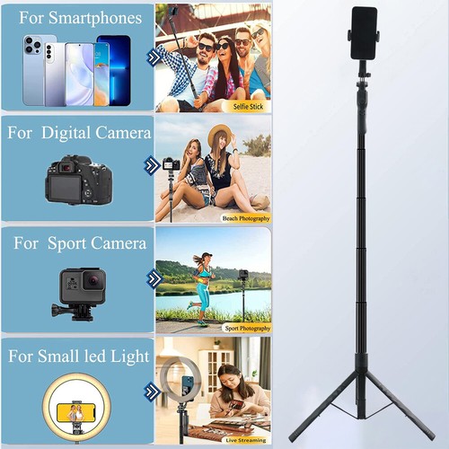 Portable 68" Wireless Remote Selfie Stick Tripod Phone Stand For iPhone Samsung - Picture 9 of 18