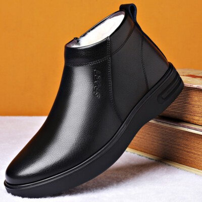 Mens Fur Inside Warm Non-Slip New Winter Snow Outdoor Walking Ankle Boots Shoes