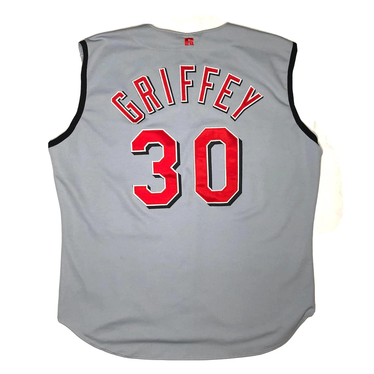 Ken Griffey Jr. #30 Cincinnati Reds Authentic Russell Sewn Gray Vest Jersey  52