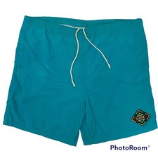 Vtg 80 90's SURF GEAR Men AQUA Blue Beach SWIM Trunks NYLON Board Shorts M 32-34