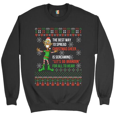 Christmas Cheer Let's Go Brandon Sweatshirt Ugly Sweater Theme Elf Crewneck