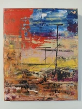 original abstract acrylic painting on canvas "Level B Road"