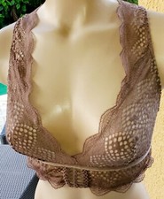 Victorias Secret Rare Vintage bra bralette   M soft Brown Racer Sheer Mesh