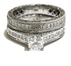 14k white gold 2.28ct clarity enhanced diamond engagement ring wedding band set — photo 2