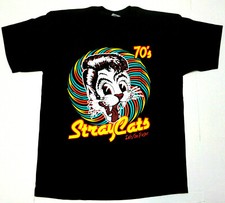 STRAY CATS T-shirt Rockabilly Cool Cat Tattoo Men's Tee Black New