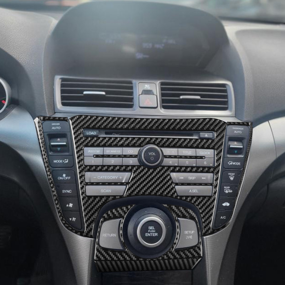 7Pcs Carbon Fiber Center Console CD Radio Control Panel Cover For
